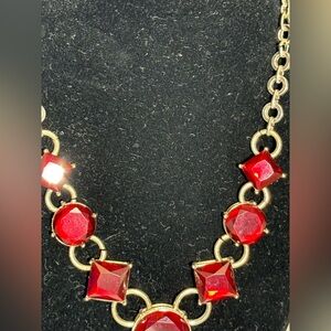 Red stone gold color necklace